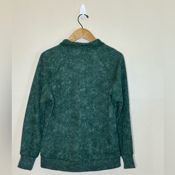 Washed Shacket Size Small Green Snap Button Closure Front Snap Pockets Casual - Picture 2 of 12